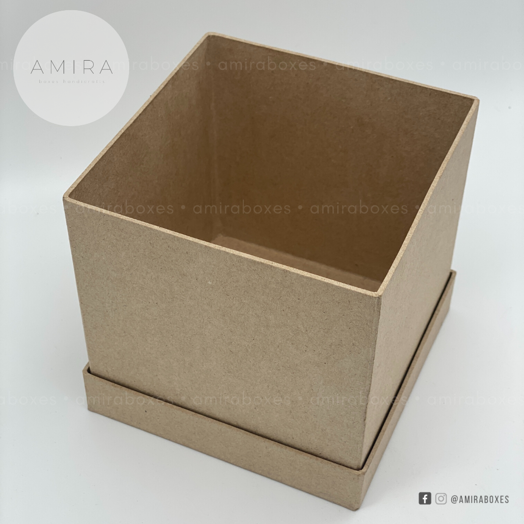 5x5x5" handcrafted regular type hard box | Black and Kraft Brown