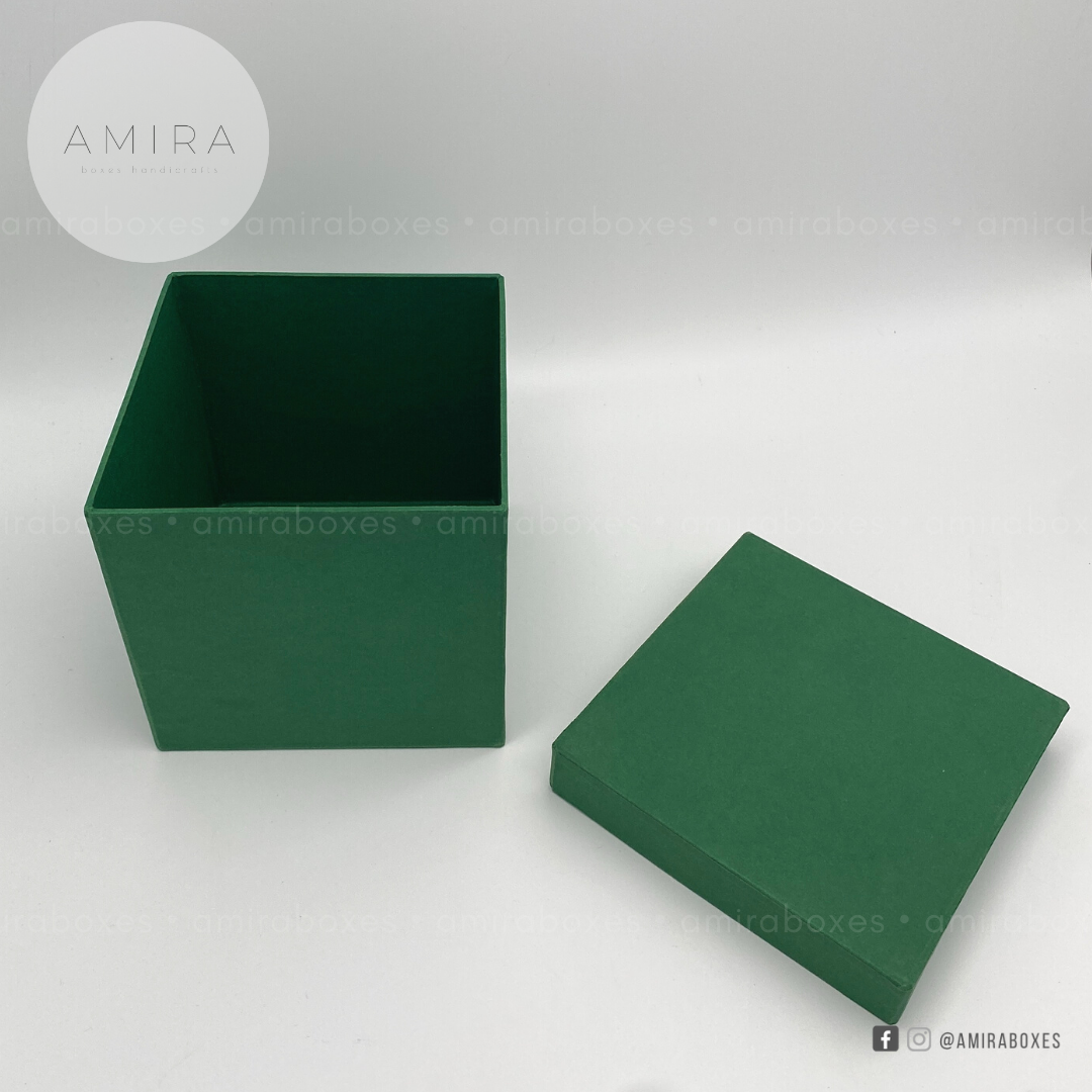 5x5" (round or square) handcrafted regular type hard box -  Dark Green