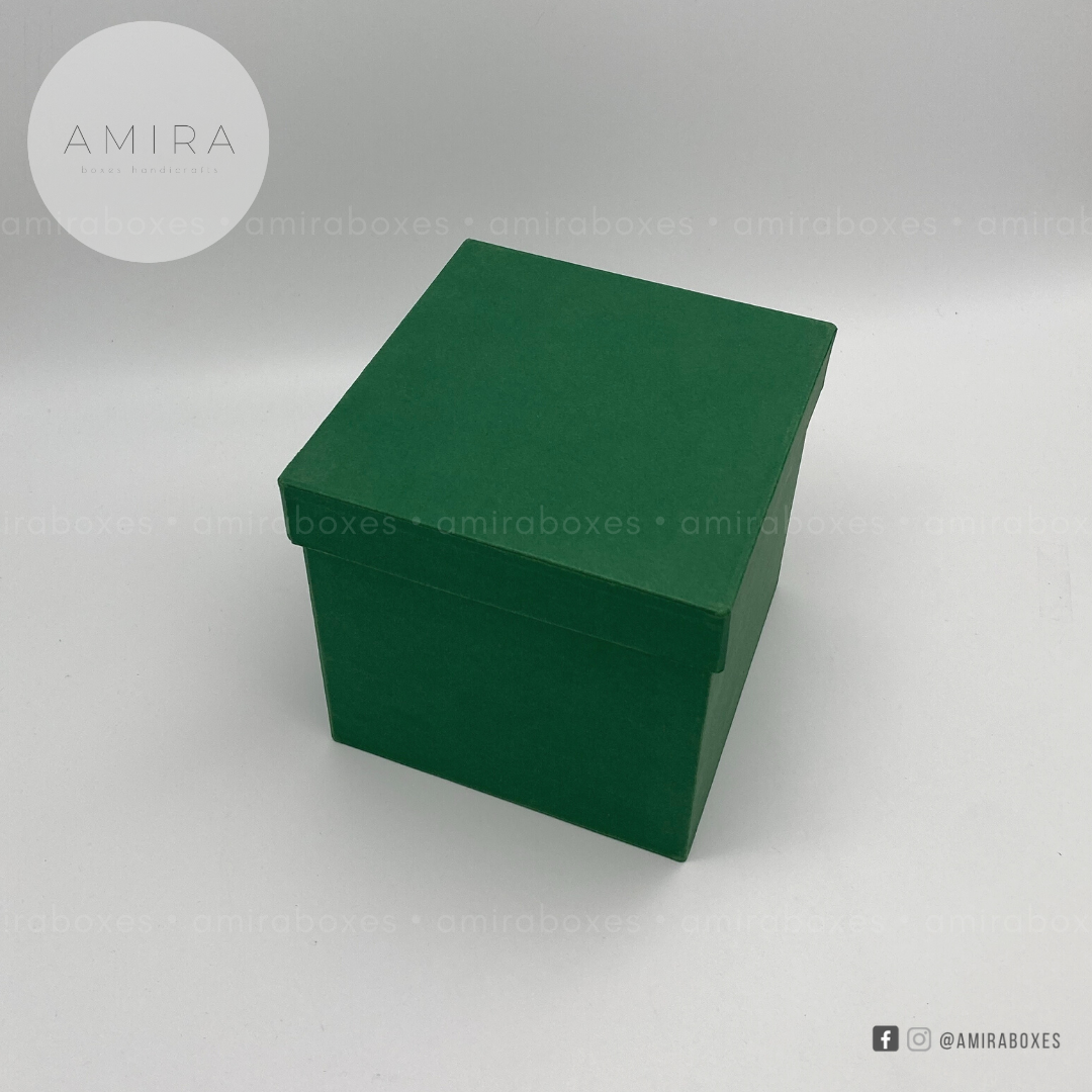 5x5" (round or square) handcrafted regular type hard box -  Dark Green