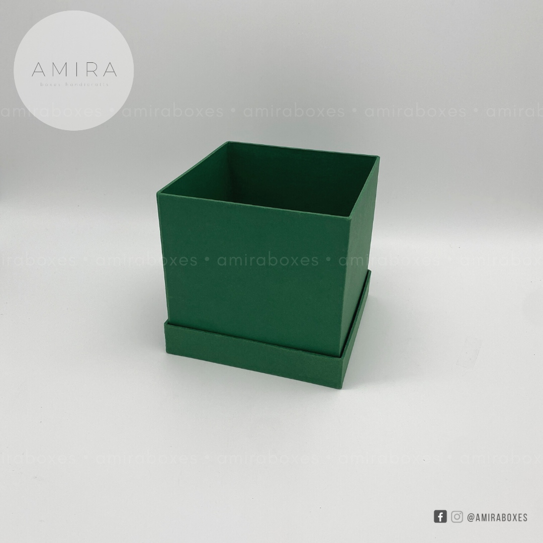 5x5" (round or square) handcrafted regular type hard box -  Dark Green