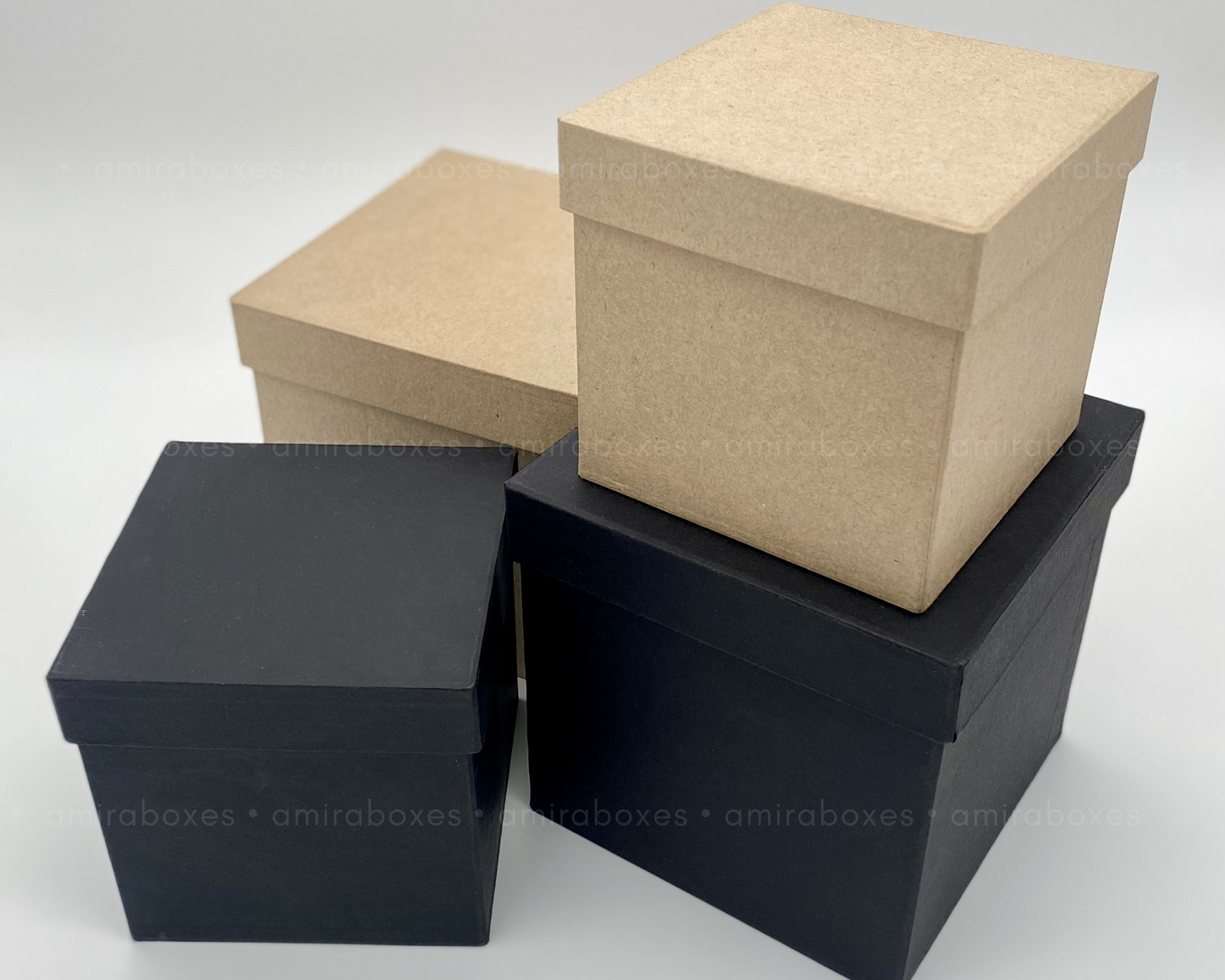 5x5x5" handcrafted regular type hard box | Black and Kraft Brown