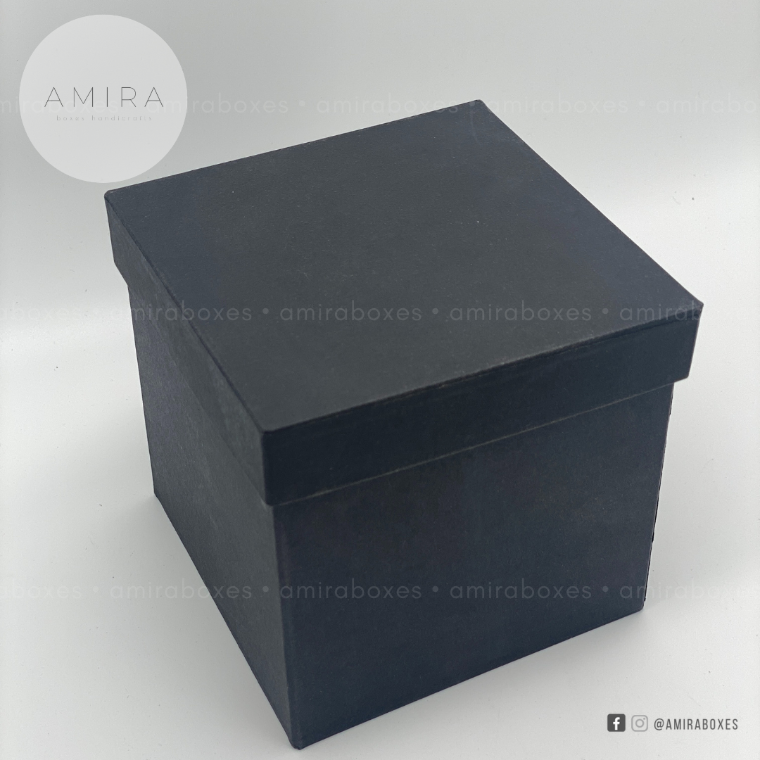 5x5x5" handcrafted regular type hard box | Black and Kraft Brown