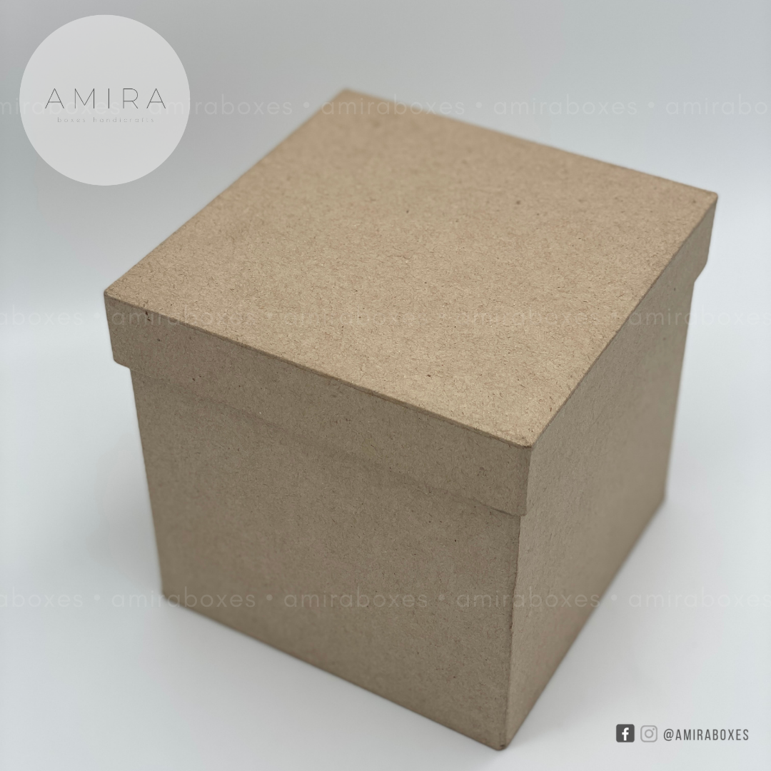 5x5x5" handcrafted regular type hard box | Black and Kraft Brown