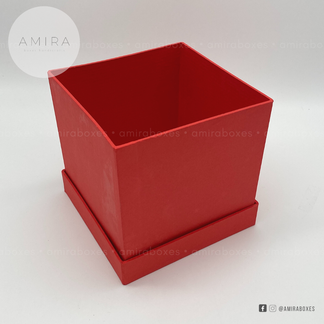 5x5" (round or square) handcrafted regular type hard box -  Red