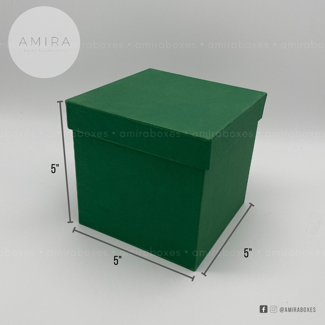 5x5" (round or square) handcrafted regular type hard box -  Dark Green