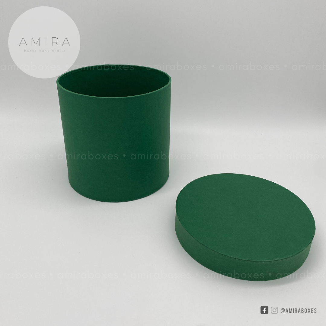 5x5" (round or square) handcrafted regular type hard box -  Dark Green