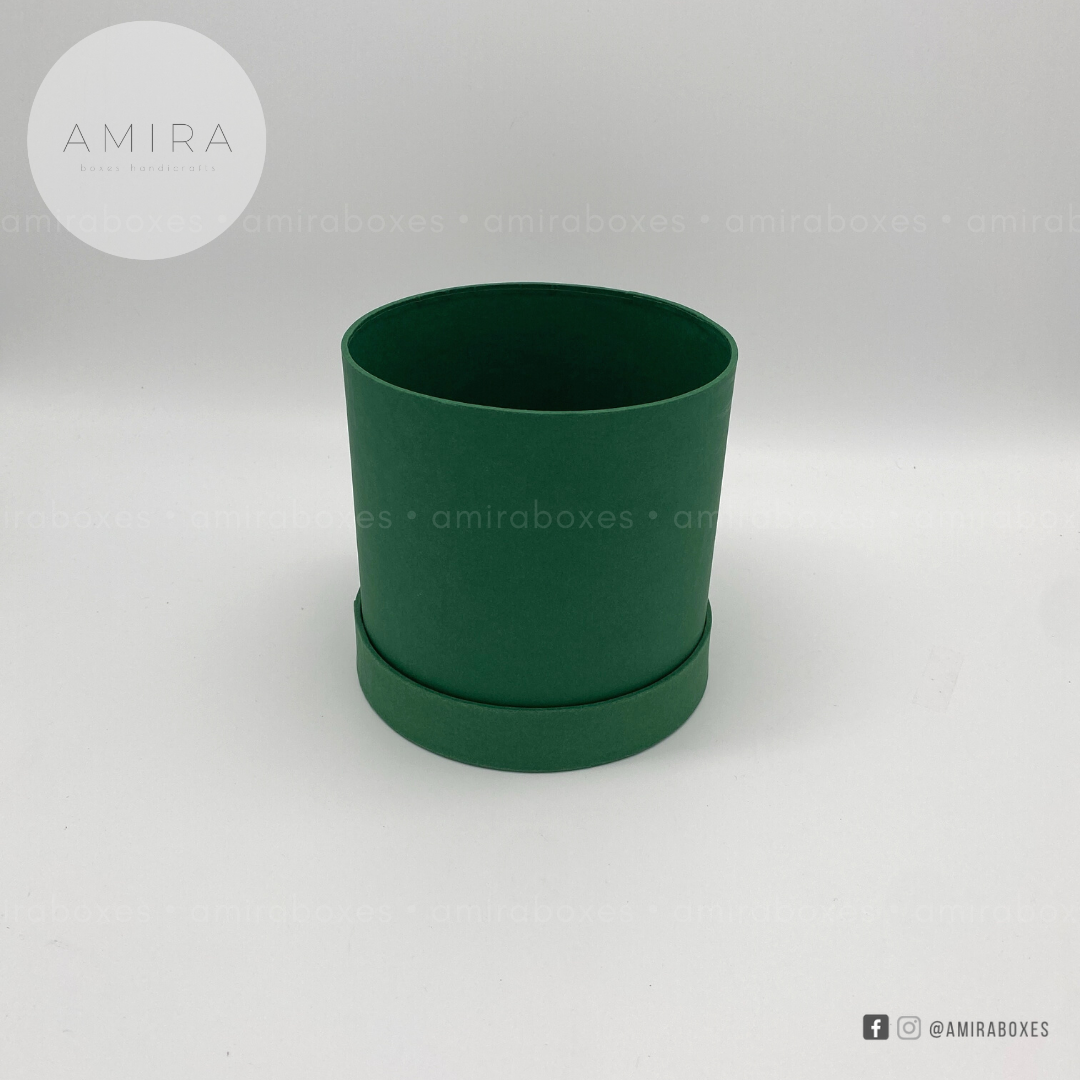 5x5" (round or square) handcrafted regular type hard box -  Dark Green