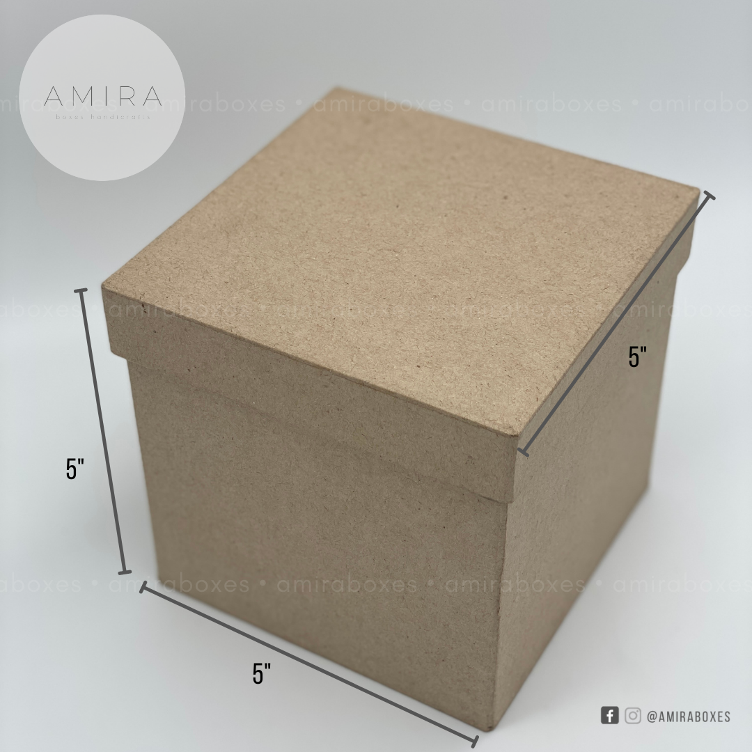 5x5x5" handcrafted regular type hard box | Black and Kraft Brown